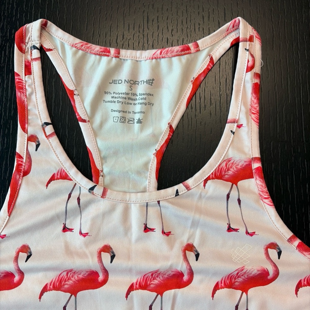 Flamingo Print Racerback Tank Top - Pink Flamingo Pattern - Picture 2 of 3